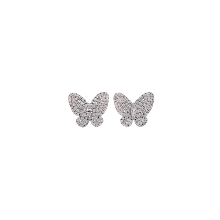 Butterfly Stud Earrings with Diamonds