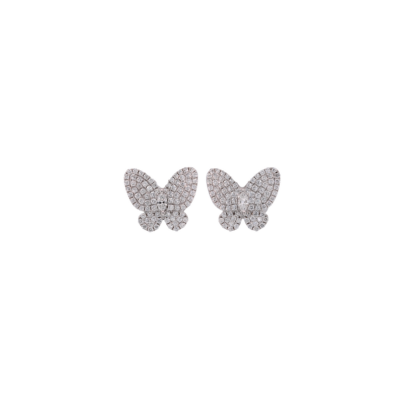 Butterfly Stud Earrings with Diamonds