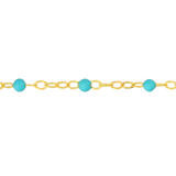 Gold Anklet with Turquoise Enamel Beads