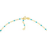 Gold Anklet with Turquoise Enamel Beads