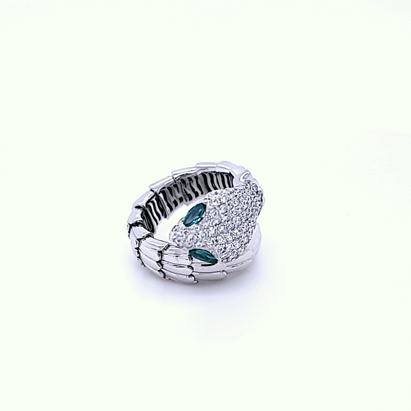 Snake Ring with Diamonds and Emeralds