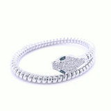 Beaded Snake Bracelet with Diamonds and Emeralds