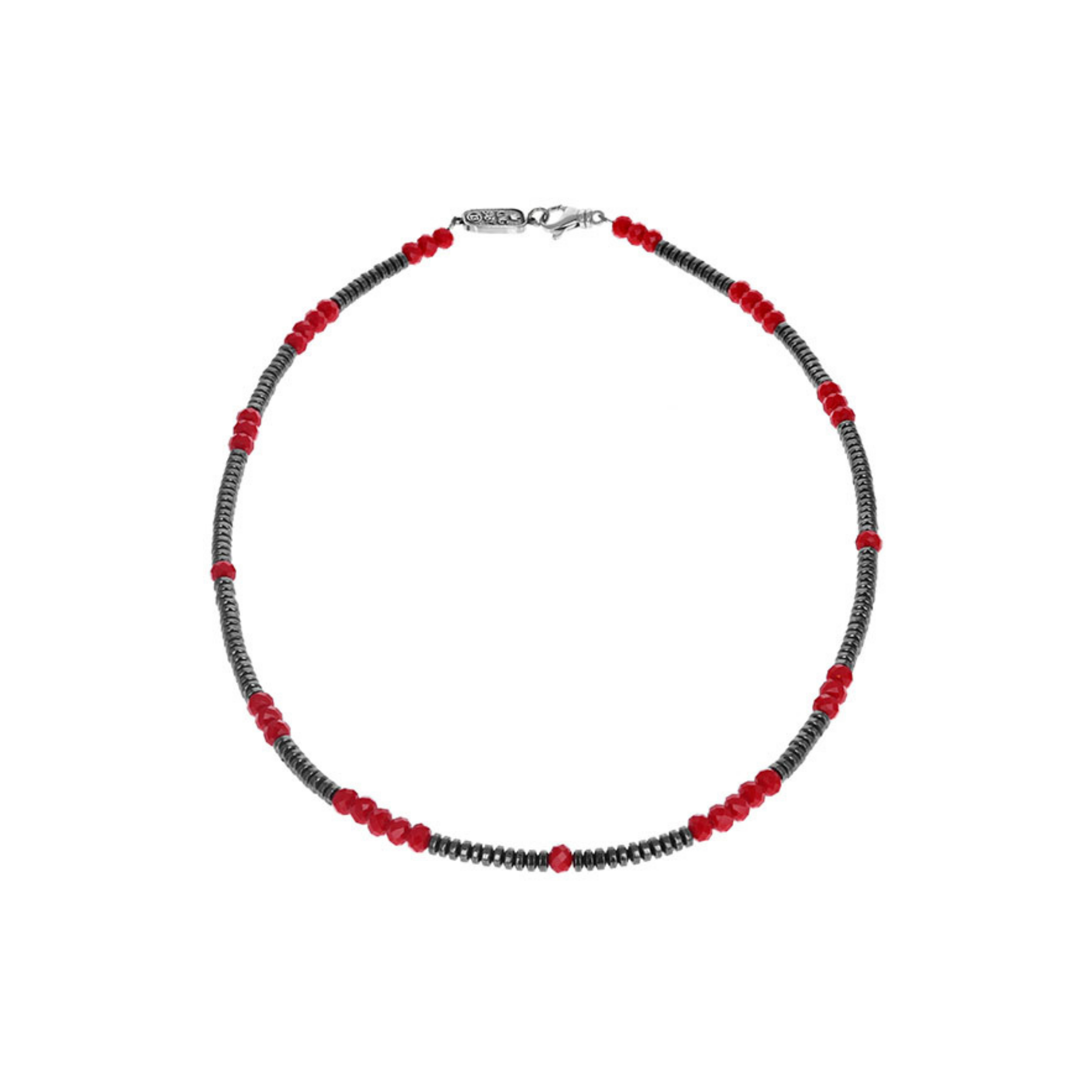 Hematite and Crystal Bead Necklace