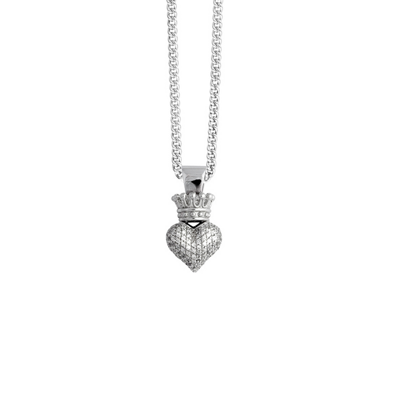 Small 3D Pave CZ Crowned Heart Pendant - Danielle B.