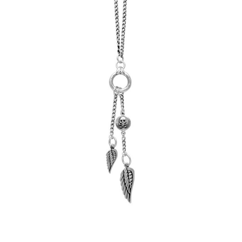 Fine Curb Link Necklace with Double Wing Drops - Danielle B.