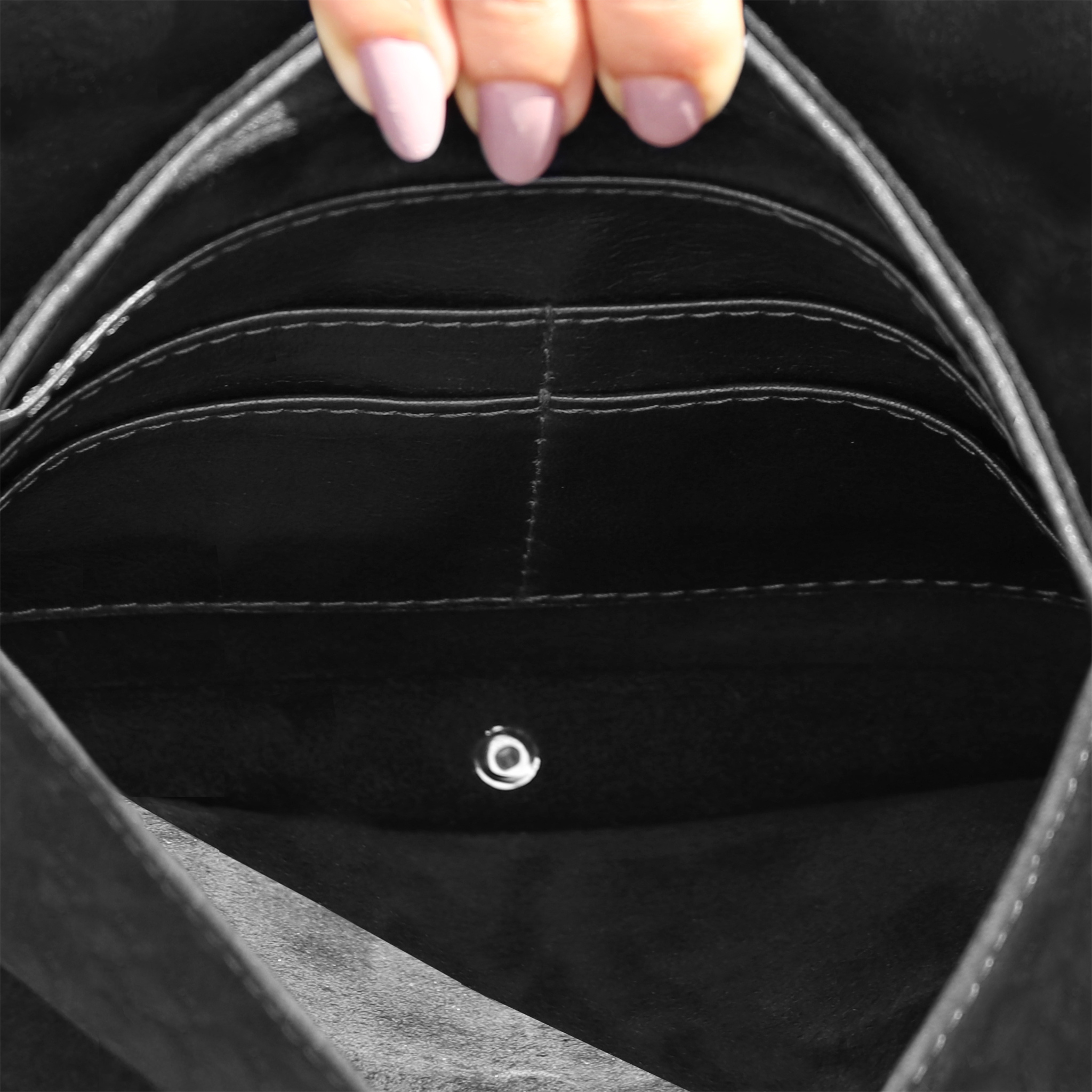 Leather Convertible Crossbody Bag with Skull Snap