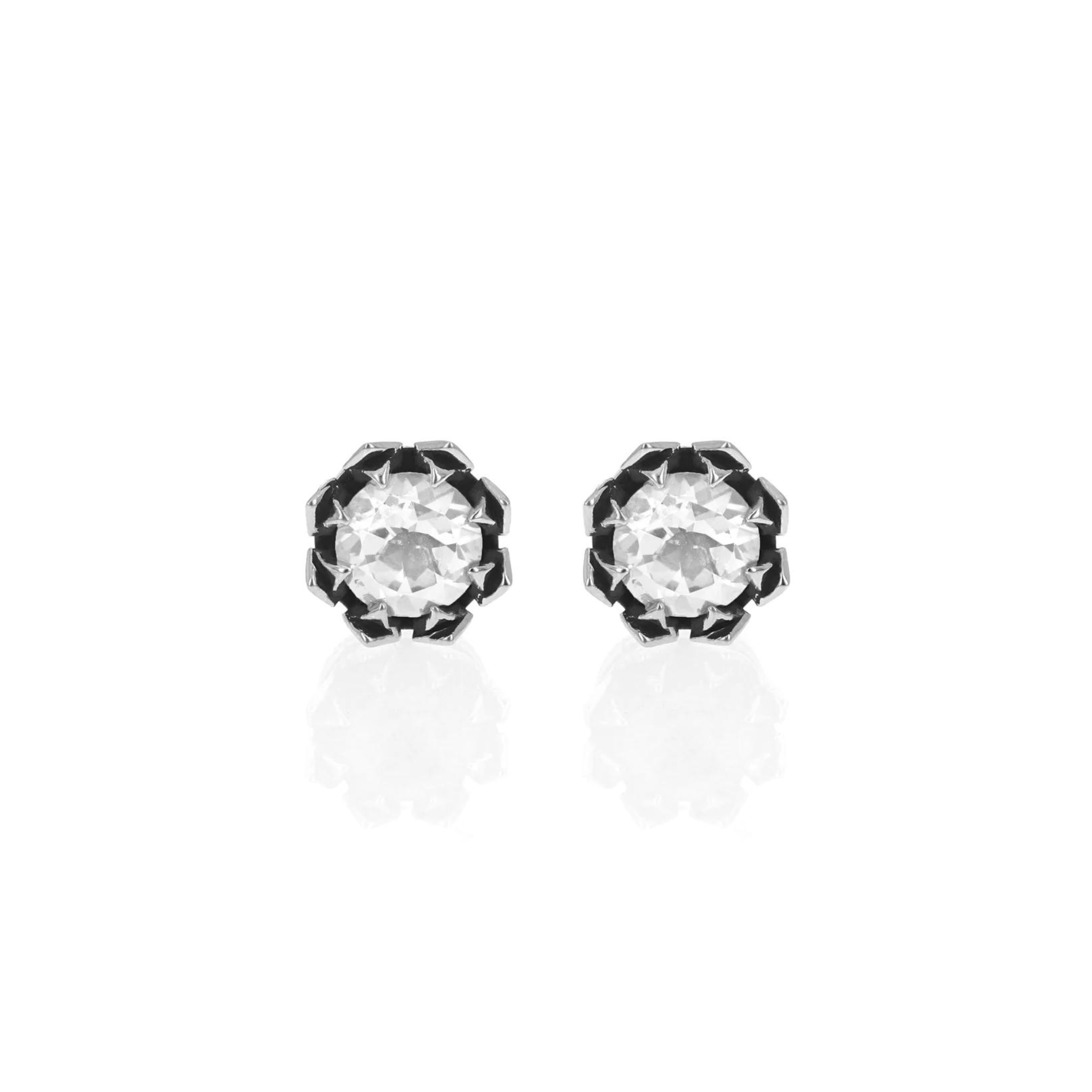 Crowned White CZ Stud Earrings