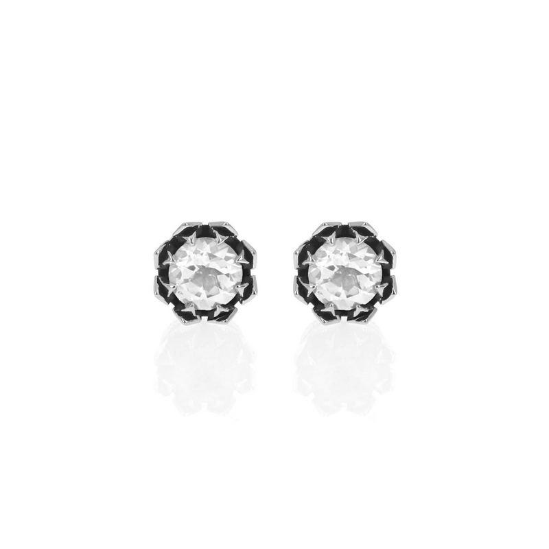 Crowned White CZ Stud Earrings