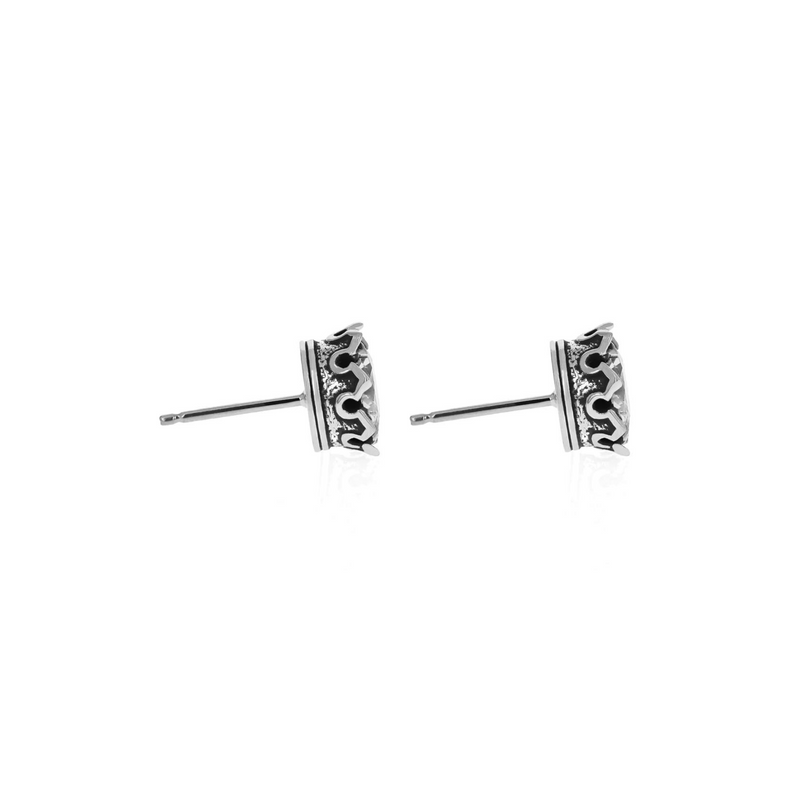 Crowned White CZ Stud Earrings