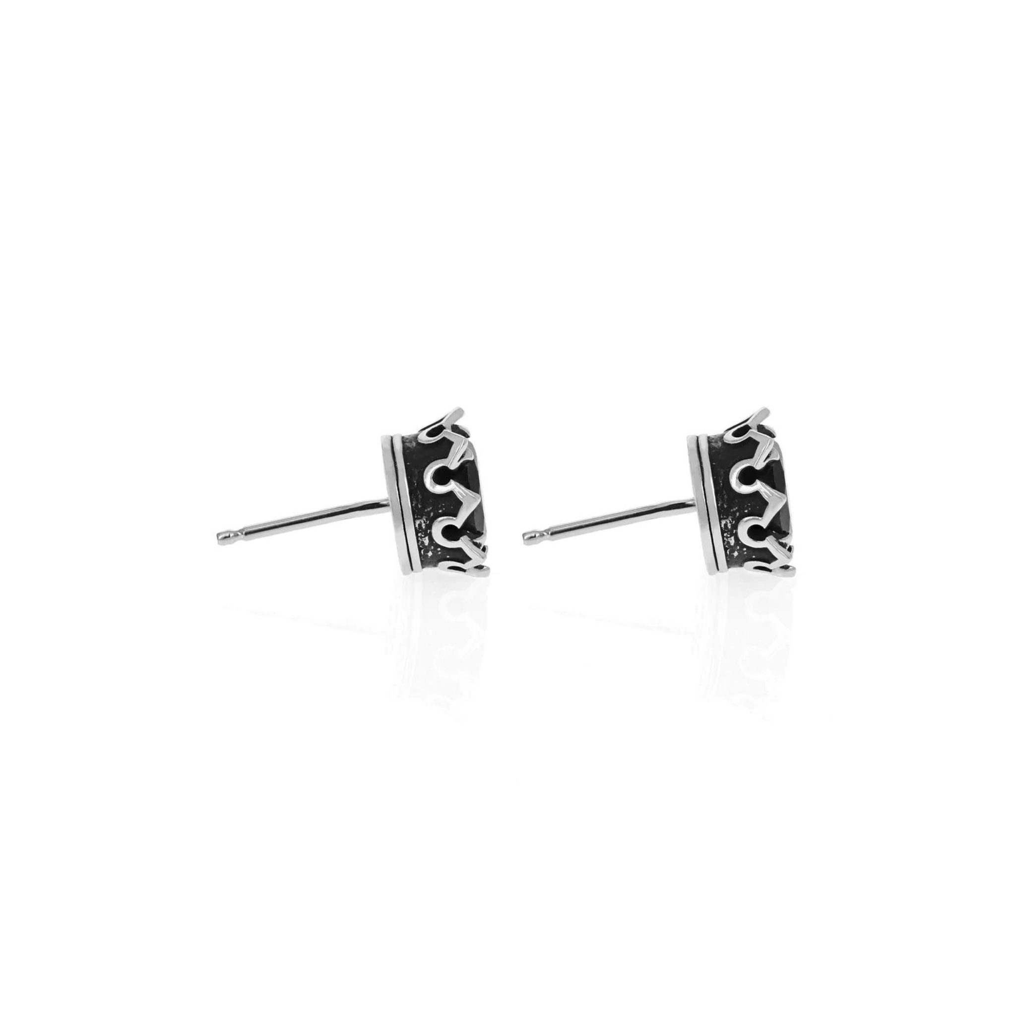 Crowned Onyx Stud Earrings