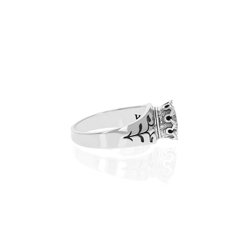 Crowned White CZ Ring