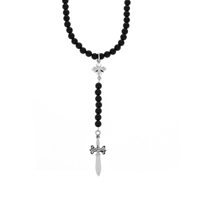 Onyx Rosary with MB Cross and Dagger - Danielle B.