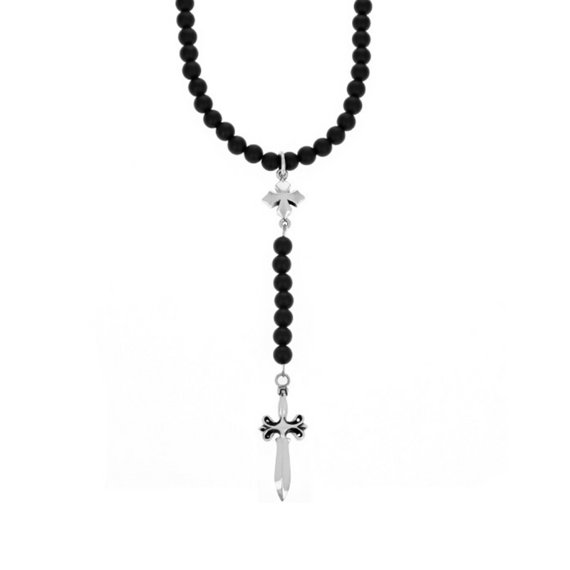 Onyx Rosary with MB Cross and Dagger - Danielle B.