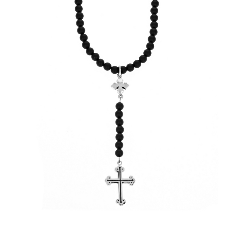 Onyx Rosary with MB Cross and Traditional Cross - Danielle B.