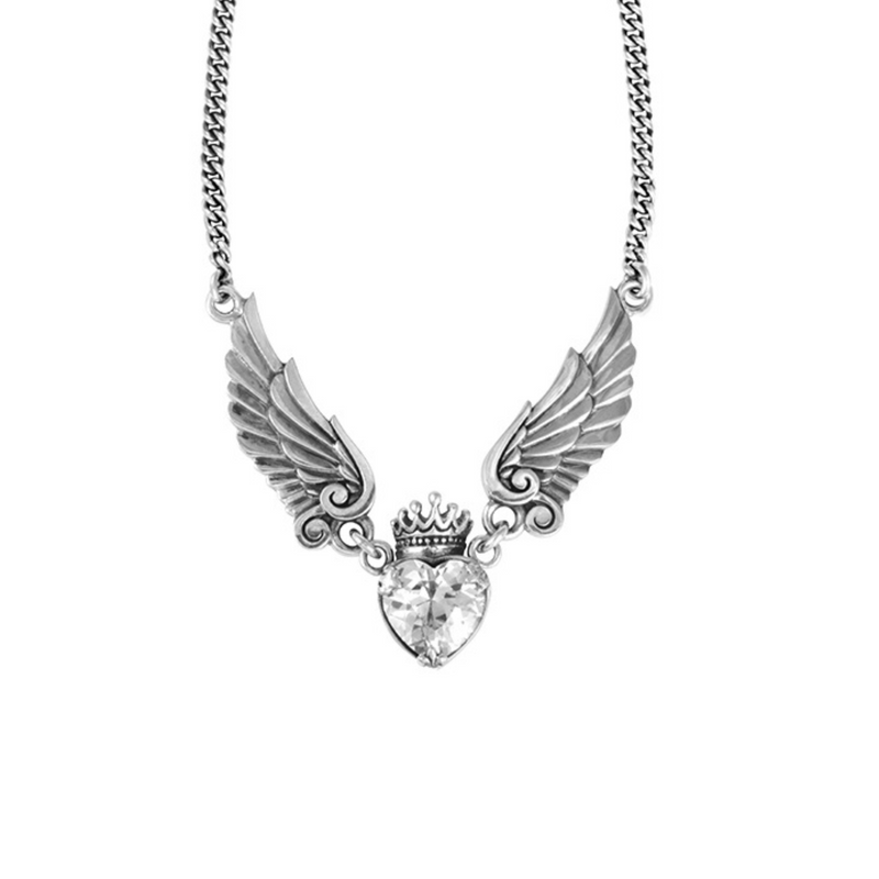 CZ Crowned Heart with Wings Necklace - Danielle B.