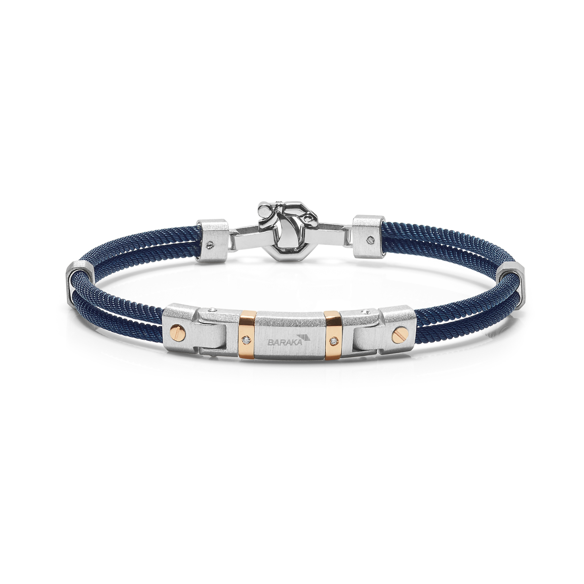 Rose Gold, Silver and Stainless Steel Bracelet with Diamonds