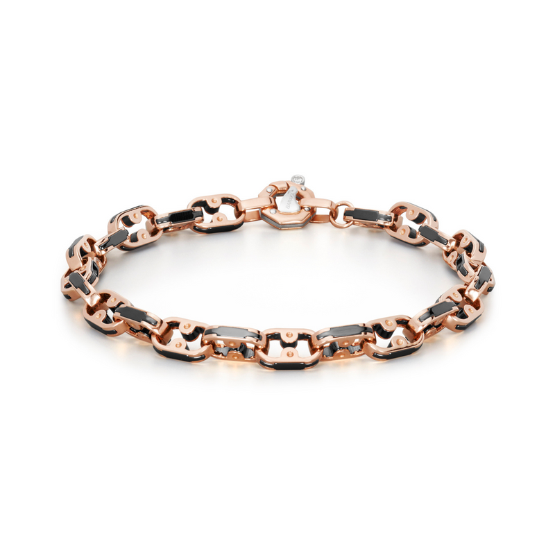 Rose Gold, White Gold and Ceramic Bracelet with Diamonds