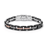 Rose Gold, Ceramic and Stainless Steel Bracelet with Diamonds