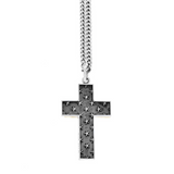 Cross Pendant with Gold Alloy Scroll Accents