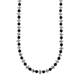 MB Cross and 4mm Onyx Bead Necklace