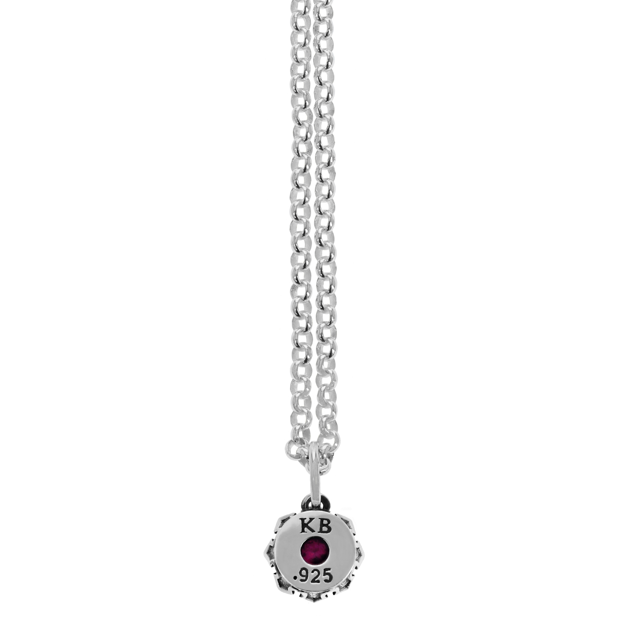 Crowned Garnet Pendant with Micro Rolo Chain