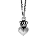 Micro Crowned Heart Pendant on Micro Rolo Chain