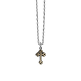 Small Brass Alloy Traditional Cross in Silver Frame Pendant