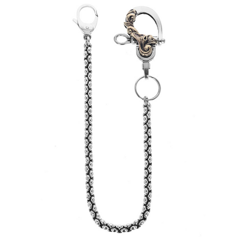 Infinity Link Wallet Chain with Gold Alloy Scroll Design Key Fob