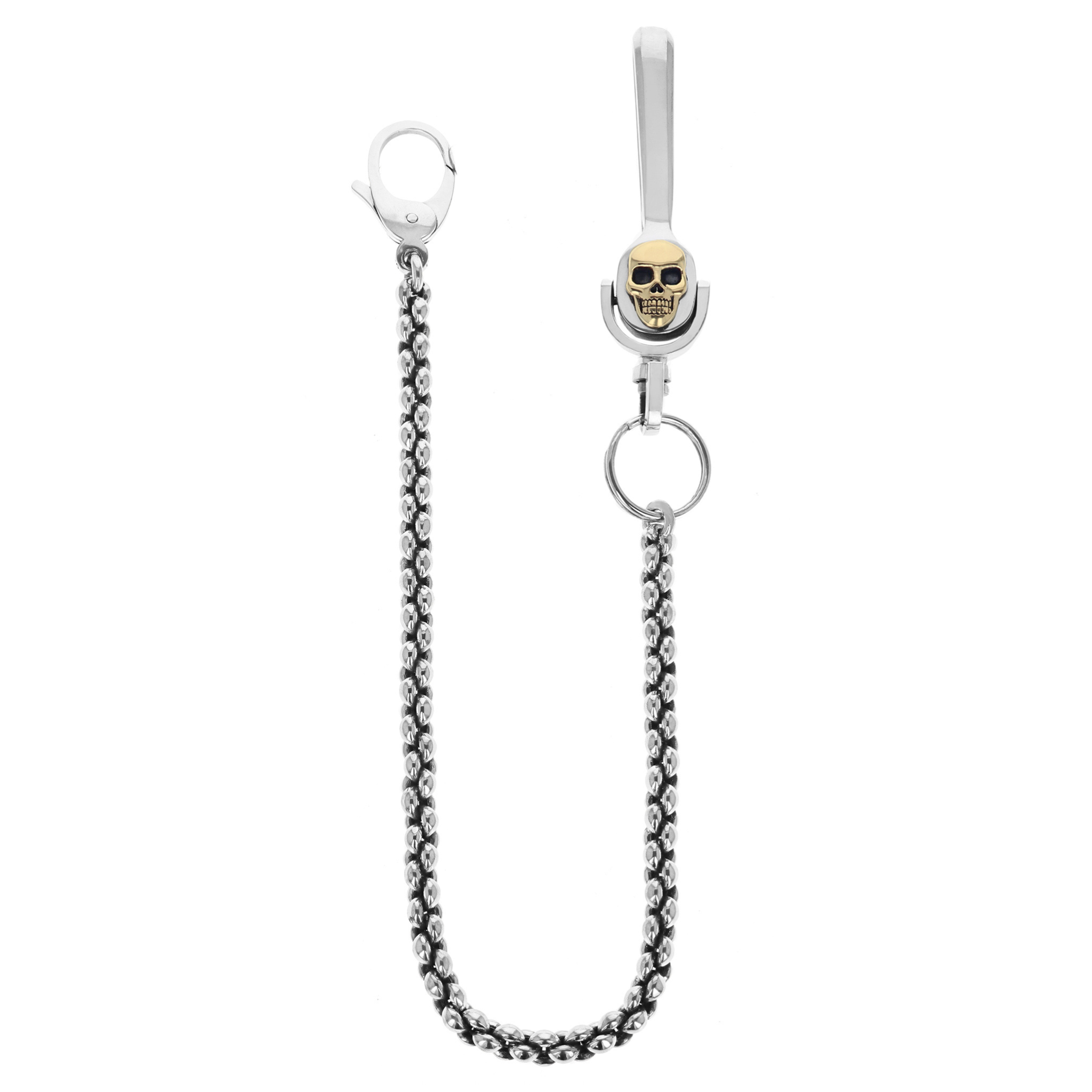 Infinity Link Wallet Chain with Gold Alloy Skull Motif