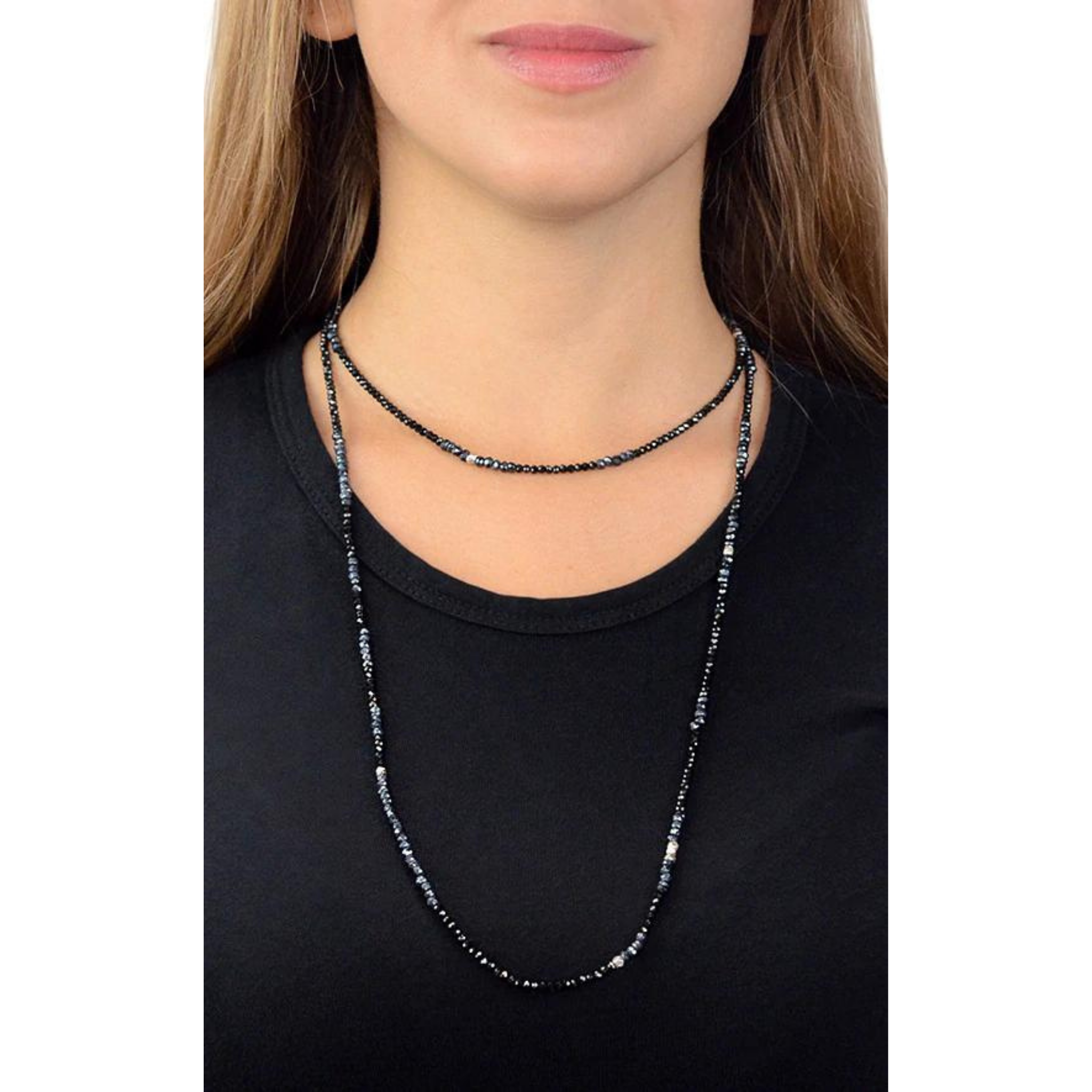 Mixed Spinel and Silver Station Necklace