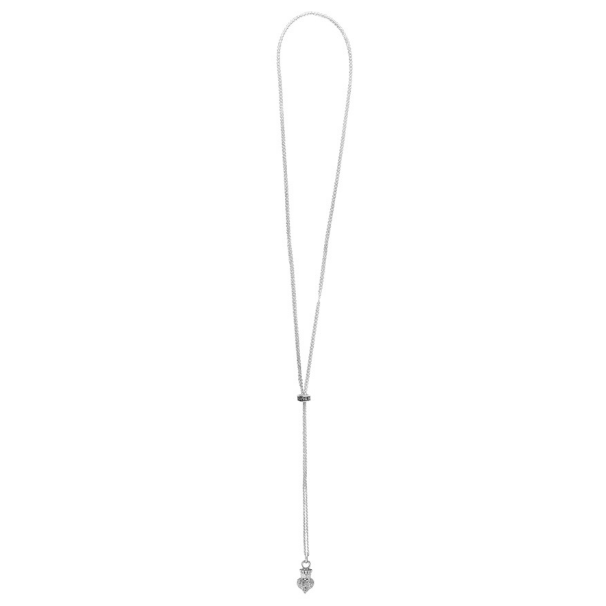 Bolero Necklace with Micro Rolo Chain and CZ Pave Crowned Heart