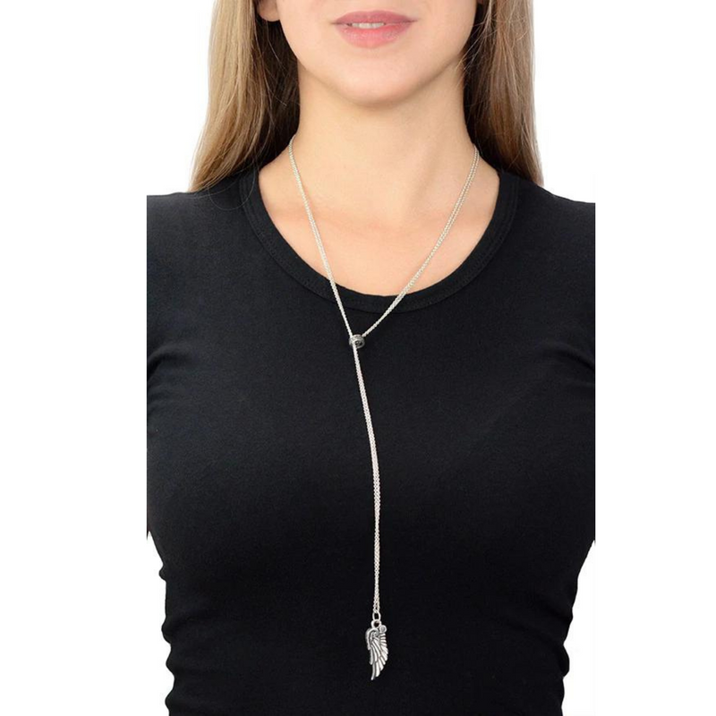 Bolero Necklace with Micro Rolo Chain and Wing