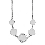 Curblink Chain Necklace with Five Silver Roses