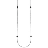 Long Labradorite Necklace with Black Onyx Beads