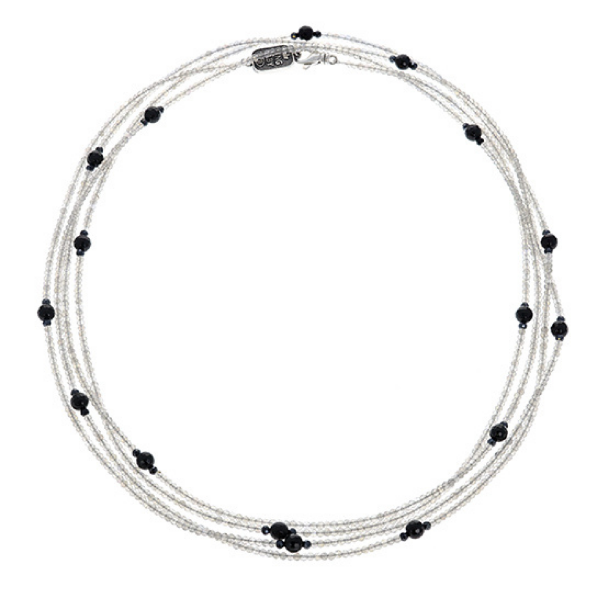 Long Labradorite Necklace with Black Onyx Beads