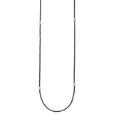 Long Black Spinel Necklace with White Pearls