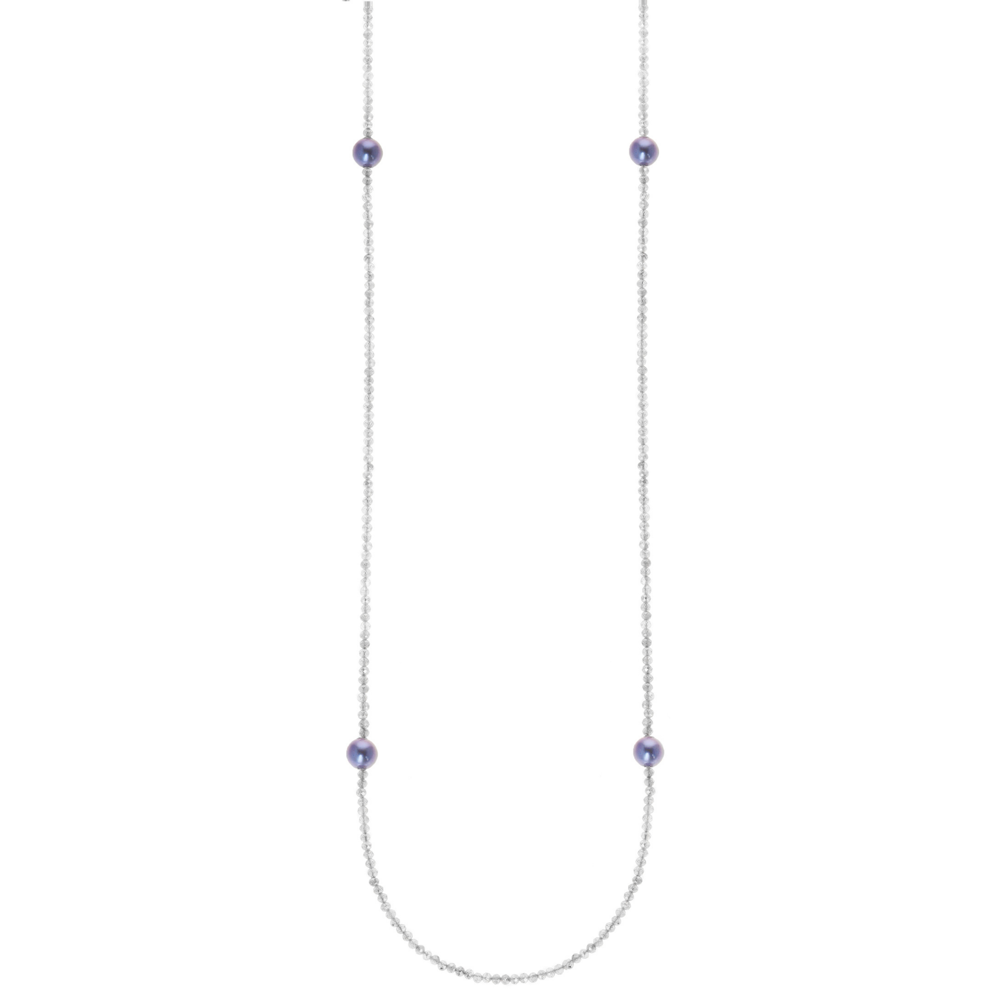 Long Labradorite Necklace with Peacock Pearls