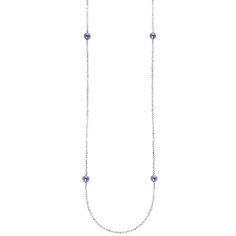 Long Labradorite Necklace with Peacock Pearls