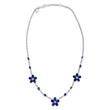 Minuette 18kt Gold and Blue Sapphire Flower Necklace with Diamonds