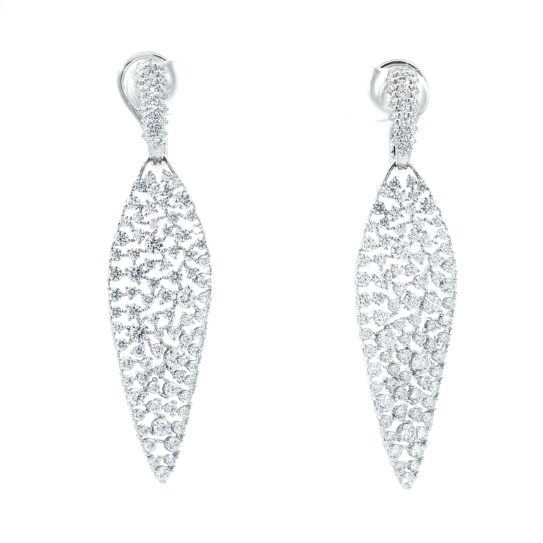 Diamond Pavé Openwork Marquise Drop Earrings in White Gold - Danielle B.