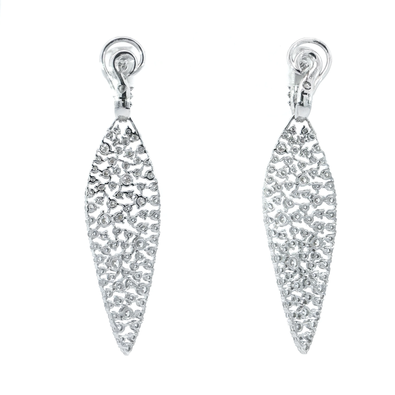 Diamond Pavé Openwork Marquise Drop Earrings in White Gold - Danielle B.