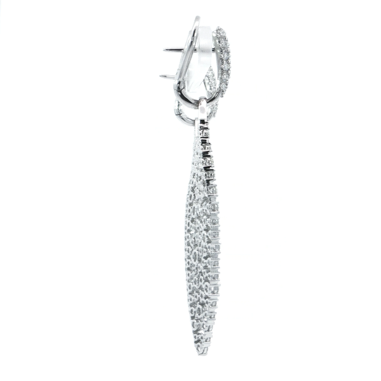 Diamond Pavé Openwork Marquise Drop Earrings in White Gold - Danielle B.