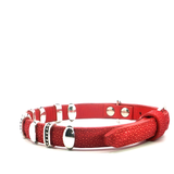 Red Textured Beaded Bracelet with Metallic Accents - Danielle B.