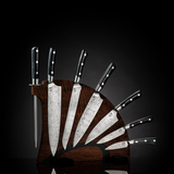 Tribal Handle - Chef Knife Set with Black Walnut Display