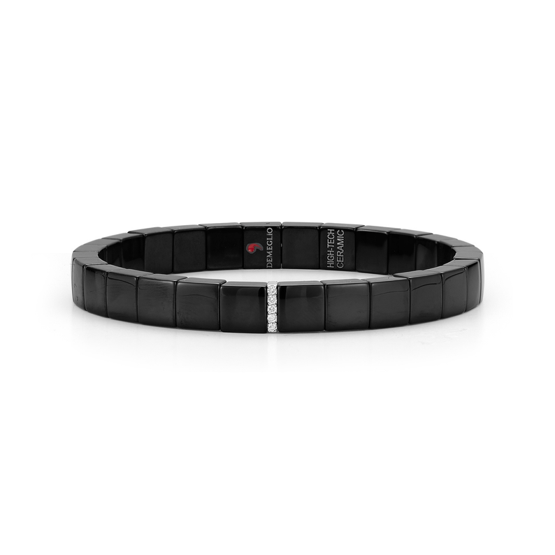 Scacco Black Ceramic Bracelet With 1 Bar Of 18kt White Gold And Diamonds - Danielle B.