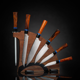 Ironwood Handle - Gourment Chef Knife Set with Black Walnut Display