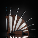Orb Handle - Chef Knife Set with Black Walnut Display