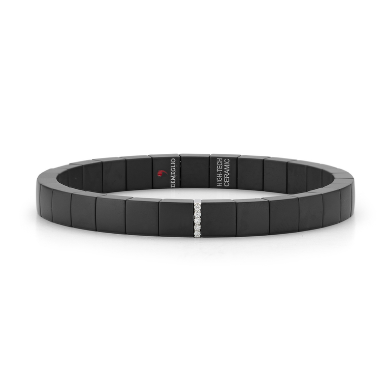 Scacco Black Ceramic Bracelet With 1 Bar Of 18kt White Gold And Diamonds - Danielle B.