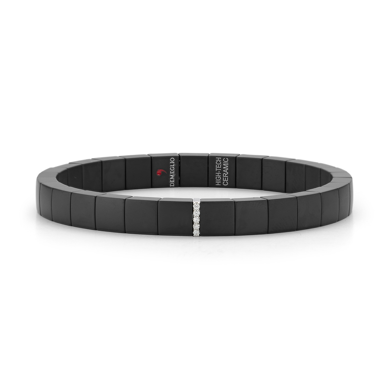 Scacco Black Ceramic Bracelet With 1 Bar Of 18kt White Gold And Diamonds - Danielle B.