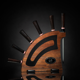 Ebony Handle - Gourmet Chef Knife Set with Black Walnut Display